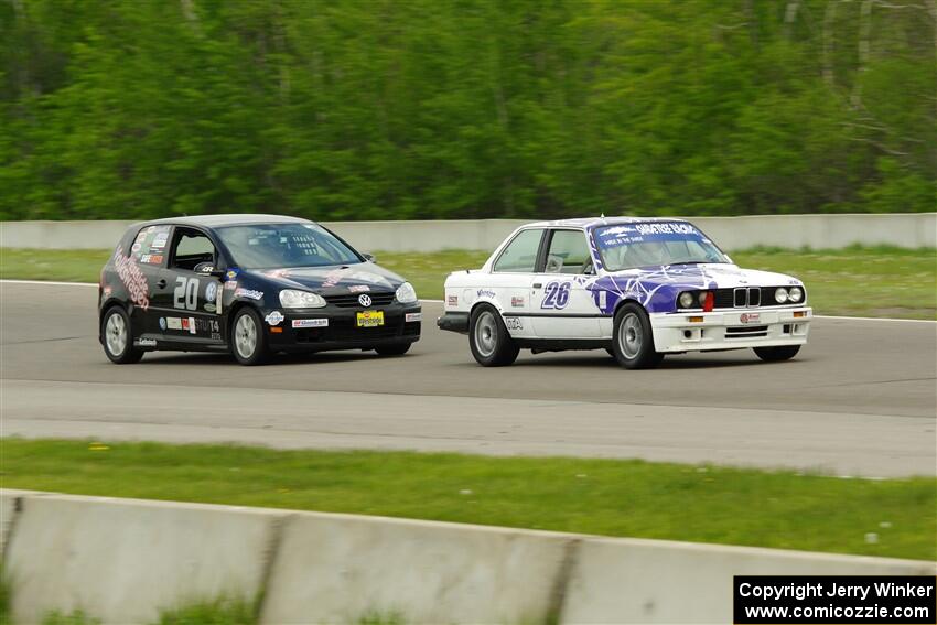 Brighten Hallberg's ITA BMW 325e and Tom Daly's STU VW Rabbit