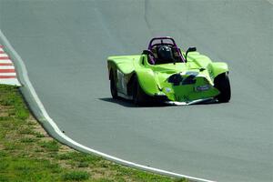 Bob Barton's Spec Racer Ford 3 drives along with heavy damage.