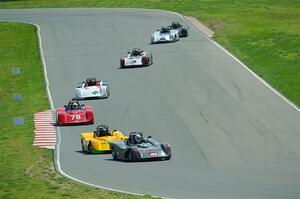 Spec Racer Ford 3s battle: Justin Elder, Matt Gray, Reid Johnson, Craig Wheatley, Ben Anderson, Russell King and Nolan Elder