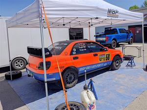 Mike Engle / Morgan Engle Subaru WRX before the start of the event.