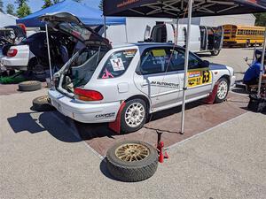 Aidan Hicks / John Hicks Subaru Impreza Wagon before the start of the event.