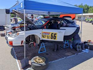 Jason Cook / Tim Kohlmann Subaru Impreza before the start of the event.