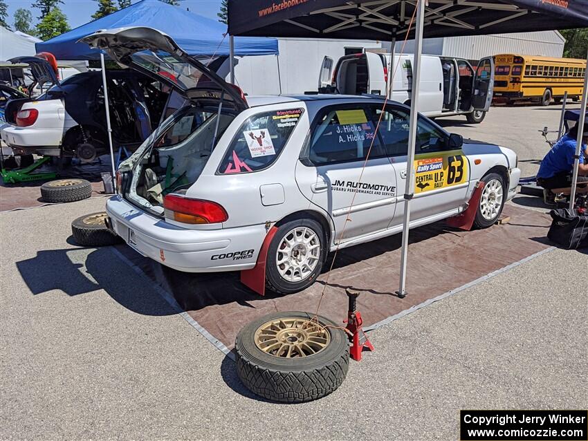 Aidan Hicks / John Hicks Subaru Impreza Wagon before the start of the event.