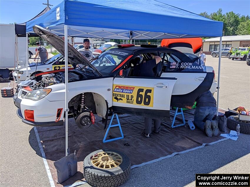 Jason Cook / Tim Kohlmann Subaru Impreza before the start of the event.