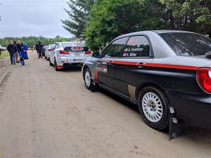 Andrew Dustman / K.J. Miller Subaru WRX in the line for tech inspection.