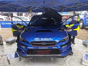 Travis Pastrana / Rhianon Gelsomino Subaru WRX STi before the event.