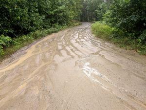 Rains came down heavy about two hours prior to the start of SS1, Steamboat I.