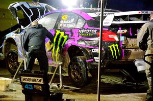 Ken Block / Alex Gelsomino Subaru WRX STi is cleaned after day one on the stages.