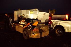 Kyle Tilley / Tim Whitteridge Mitsubishi Lancer Evo VIII after day one on the stages.