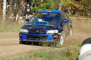 Jimmy Pelizzari / Kate Stevens Subaru Impreza on SS1, Far Point I.