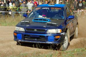 Jimmy Pelizzari / Kate Stevens Subaru Impreza on SS1, Far Point I.