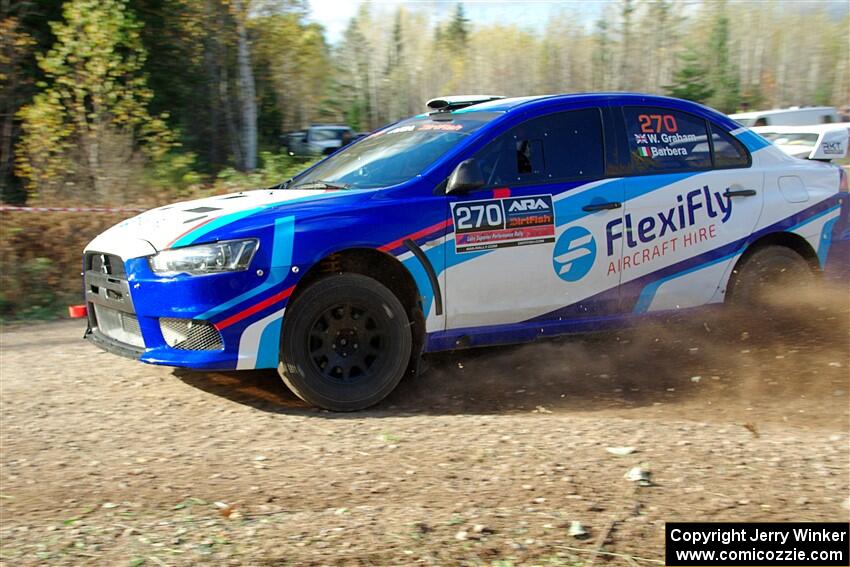 Will Graham / Claudia Barbera-Pullen Mitsubishi Lancer Evo X on SS1, Far Point I.