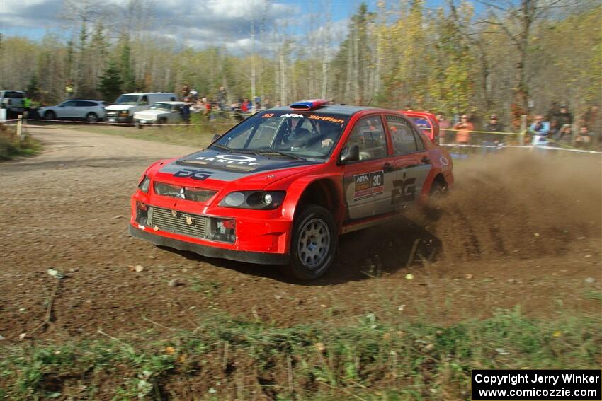George Plsek / Krista Skucas Mitsubishi Lancer WRC on SS1, Far Point I.
