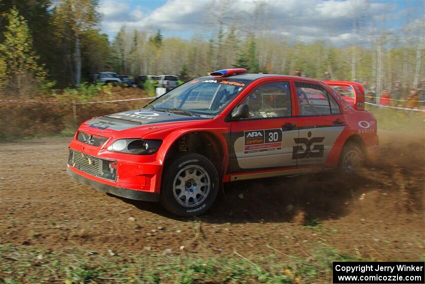 George Plsek / Krista Skucas Mitsubishi Lancer WRC on SS1, Far Point I.