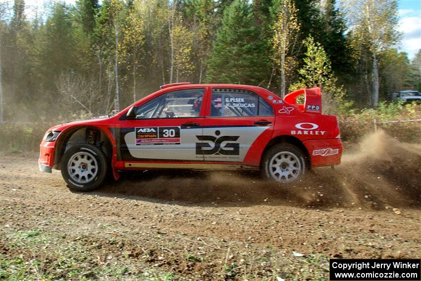 George Plsek / Krista Skucas Mitsubishi Lancer WRC on SS1, Far Point I.
