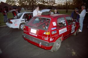 The Todd Jarvey / Rich Faber Mitsubishi Galant VR4 and Al Kintigh / J.B. Niday VW GTI on Friday night before the rally.