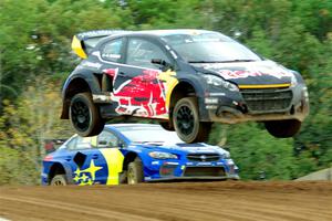 Kevin Hansen's Peugeot 208 and Travis Pastrana's Subaru WRX STi
