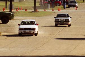 Rick Burtis / Jim Burtis Audi Quattro Coupe gets passed by Todd Jarvey / Rich Faber Mitsubishi Galant VR4.