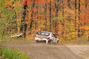 Dylan Murcott / Boyd Smith Subaru WRX STi limps through SS9, Silver-Arvon I, with a flat tire.