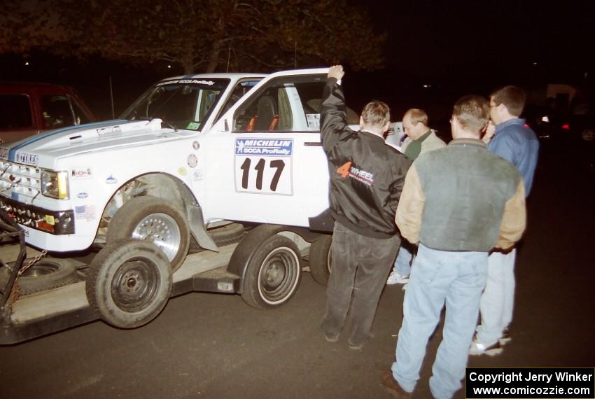 The Ken Stewart / Ed Wahl Chevy S-10 prepares to leave the trailer for tech.