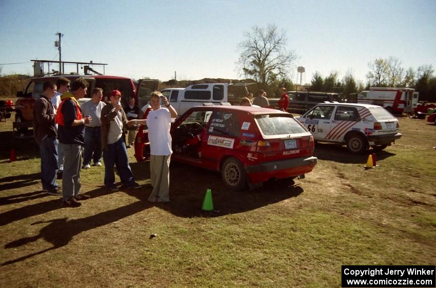 The Al Kintigh / J.B. Niday VW GTI and Doug Davenport / Jeff Burmeister VW GTI at service.