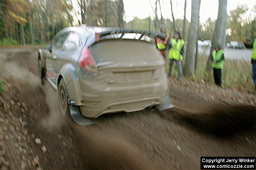 Paul Rowley / Darragh Mullen Ford Fiesta R5 leaves the start of SS15, Marquette Mountain.