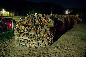 Firewood piles at Marquette Mountain Resort.