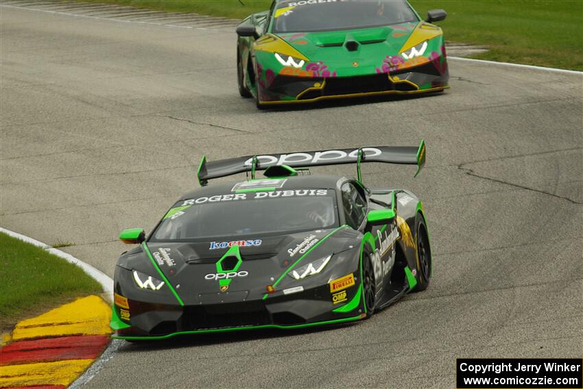 Victor Gomez IV's and Leo Lamelas' Lamborghini Huracán LP 620-2 Super Trofeo EVOs