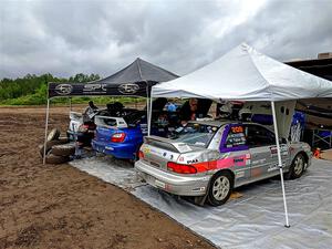 The Tabor Rally Team Subarus before the event.