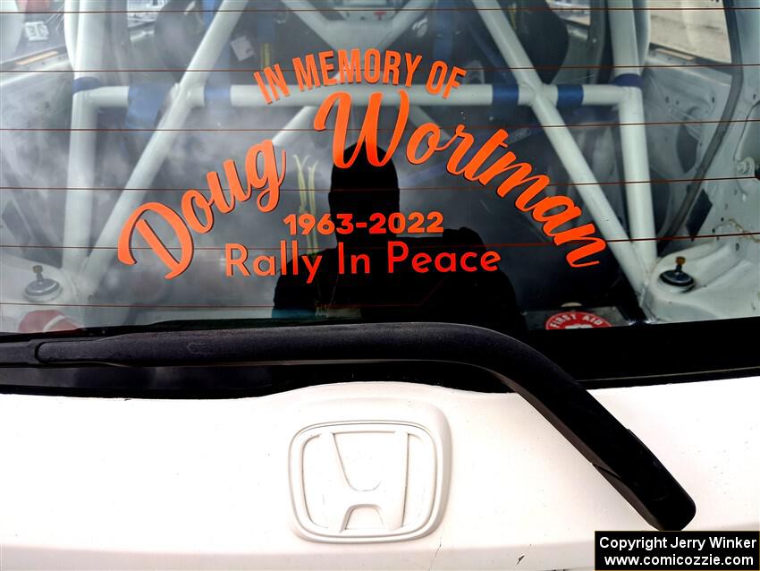 Nick Bukky / Bryce Proseus Honda Fit with a tribute to the late Doug Wortman on the back.
