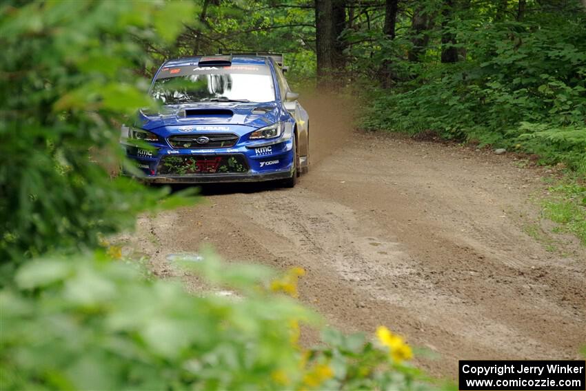 Travis Pastrana / Rhianon Gelsomino Subaru WRX STi on SS1, Crossroads I.