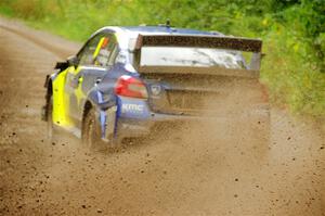 Travis Pastrana / Rhianon Gelsomino Subaru WRX STi on SS1, Crossroads I.