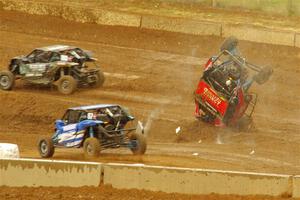 Robin Shute flips his Can-Am Maverick X3 after landing hard from a jump.