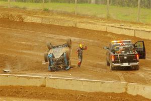 Robin Shute emerges A-OK from his Can-Am Maverick X3 after flipping.