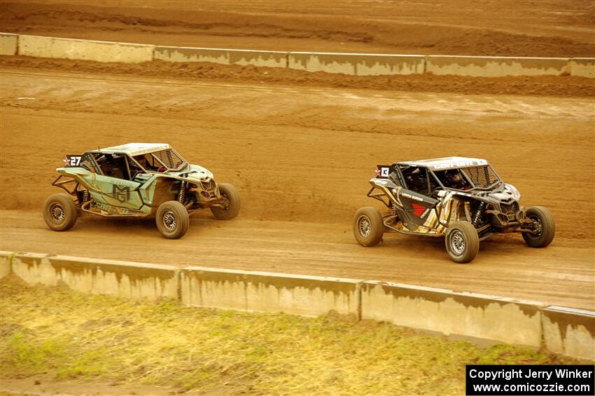 Leticia Bufoni's and Gregoire Michaud's Can-Am Maverick X3s