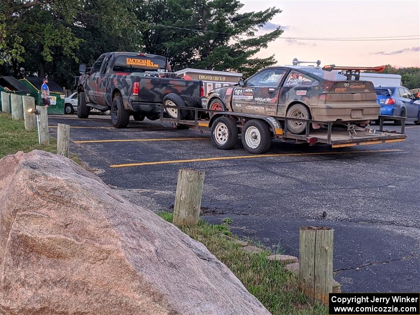 Bret Hunter / Kubo Kordisch Honda CRX after the event and on the trailer.