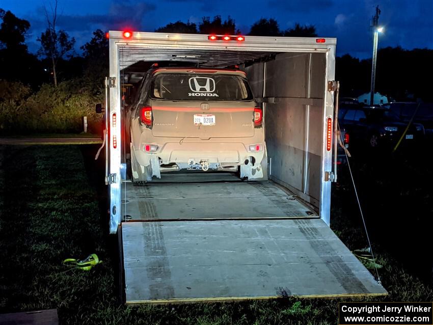 Chris Sladek / John Sharps Honda Passport on the trailer and on the way home.