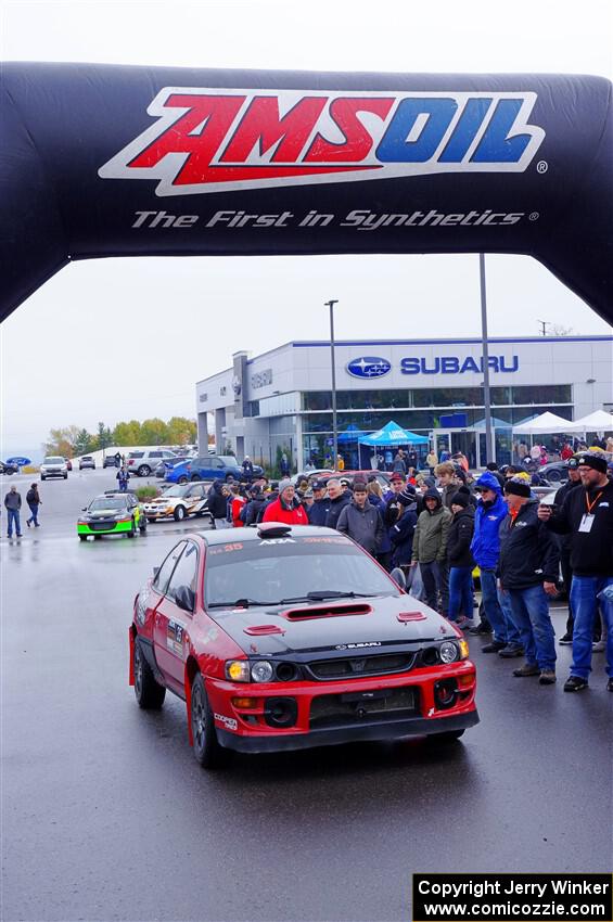 Mark Piatkowski / Aaron Crescenti Subaru Impreza 2.5RS leaves the ceremonial start.
