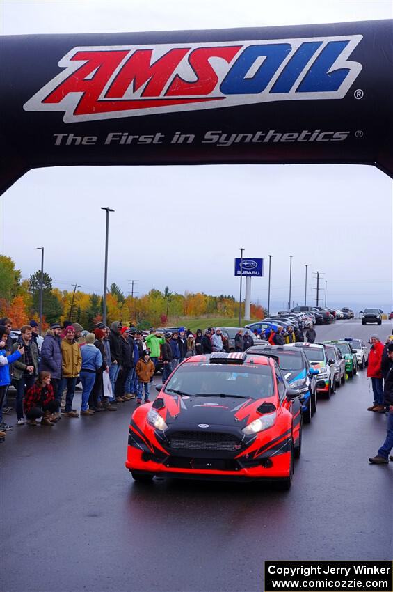 Dave Wallingford / Leanne Junnila Ford Fiesta R5 leaves the ceremonial start.