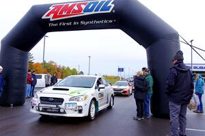 Jamey Randall / Geoff Youngdahl Subaru WRX leaves the ceremonial start.