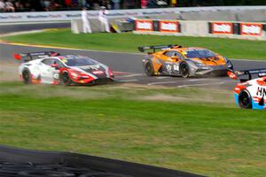 Wesley Slimp / Tyler Hoffman and Mo Dadkhah / Cole Loftsgard Lamborghini Huracán LP 620-2 Super Trofeo Evo2s go off at turn 6.