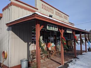 The Duquette General Store in the winter.