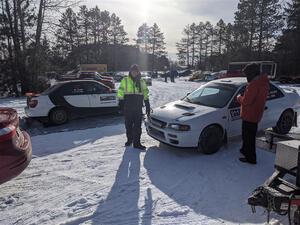 Jason Cook / Maggie Tu Subaru WRX and Jack Nelson / Jessica Nelson Subaru Impreza before the event.