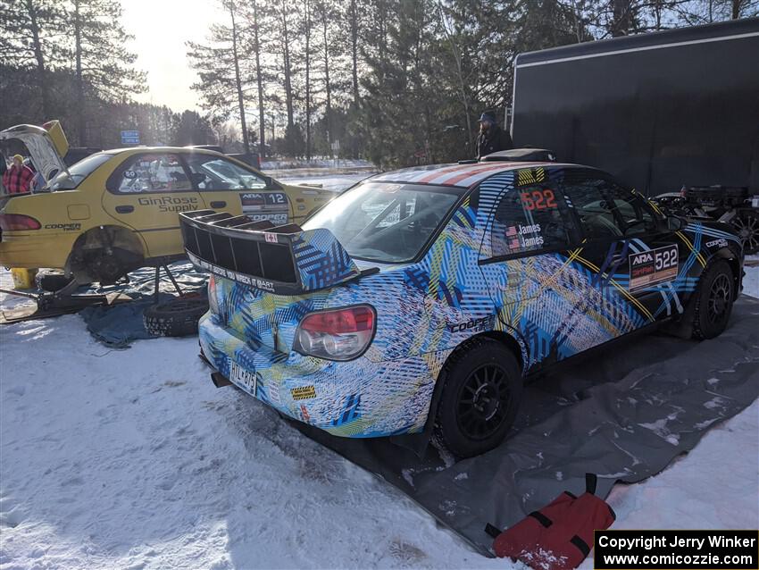 Steve Gingras / Katie Gingras Subaru Impreza and Matt James / Abbey James Subaru Impreza before the event.