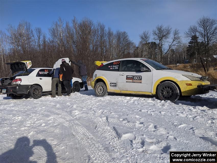 Mark Williams / Tim Kohlmann Subaru WRX STi and Drake Willis / Shelby Sangren Ford Focus before the event.