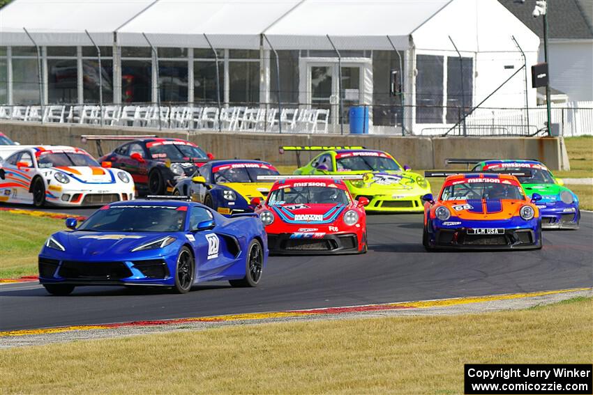 The field comes into turn 14 before the start of the race.