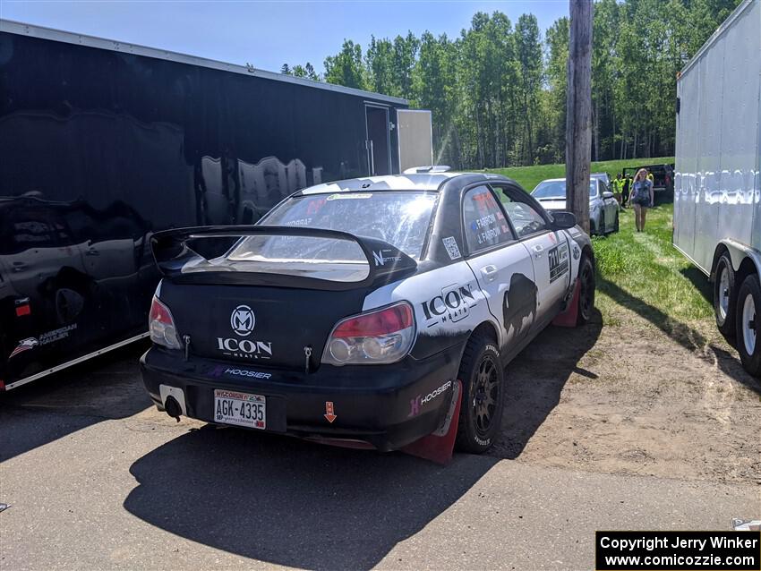 John Farrow / Peter Farrow Subaru WRX before the event.