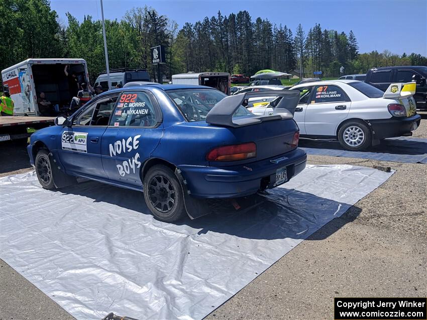 Corey Morris / Josh Nykanen Subaru Impreza and Mark Williams / Tim Kohlmann Subaru WRX STi before the event.