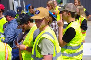 Workers await their assignments.