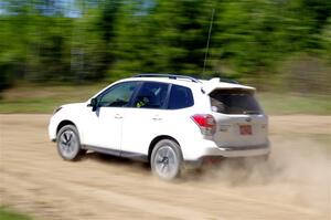 A Subaru Forester sweeps SS2, Blue TraiI I.